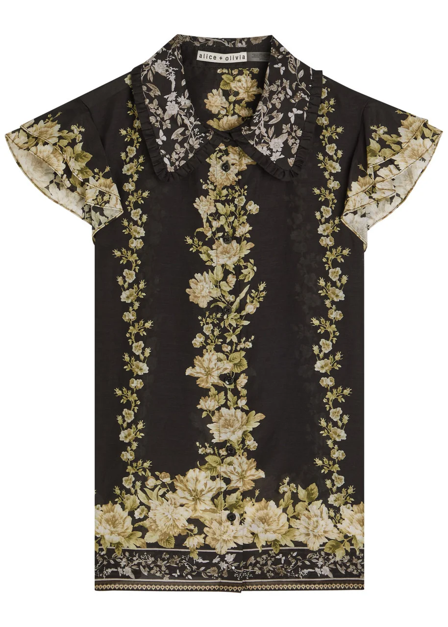 Alice + Olivia Martel Floral-print Cotton and Silk-blend Blouse - 1