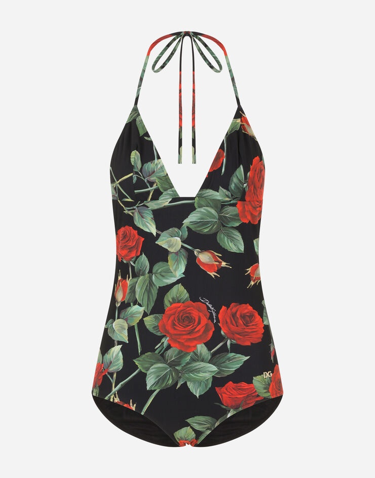 Rose-print one-piece swimsuit - 1