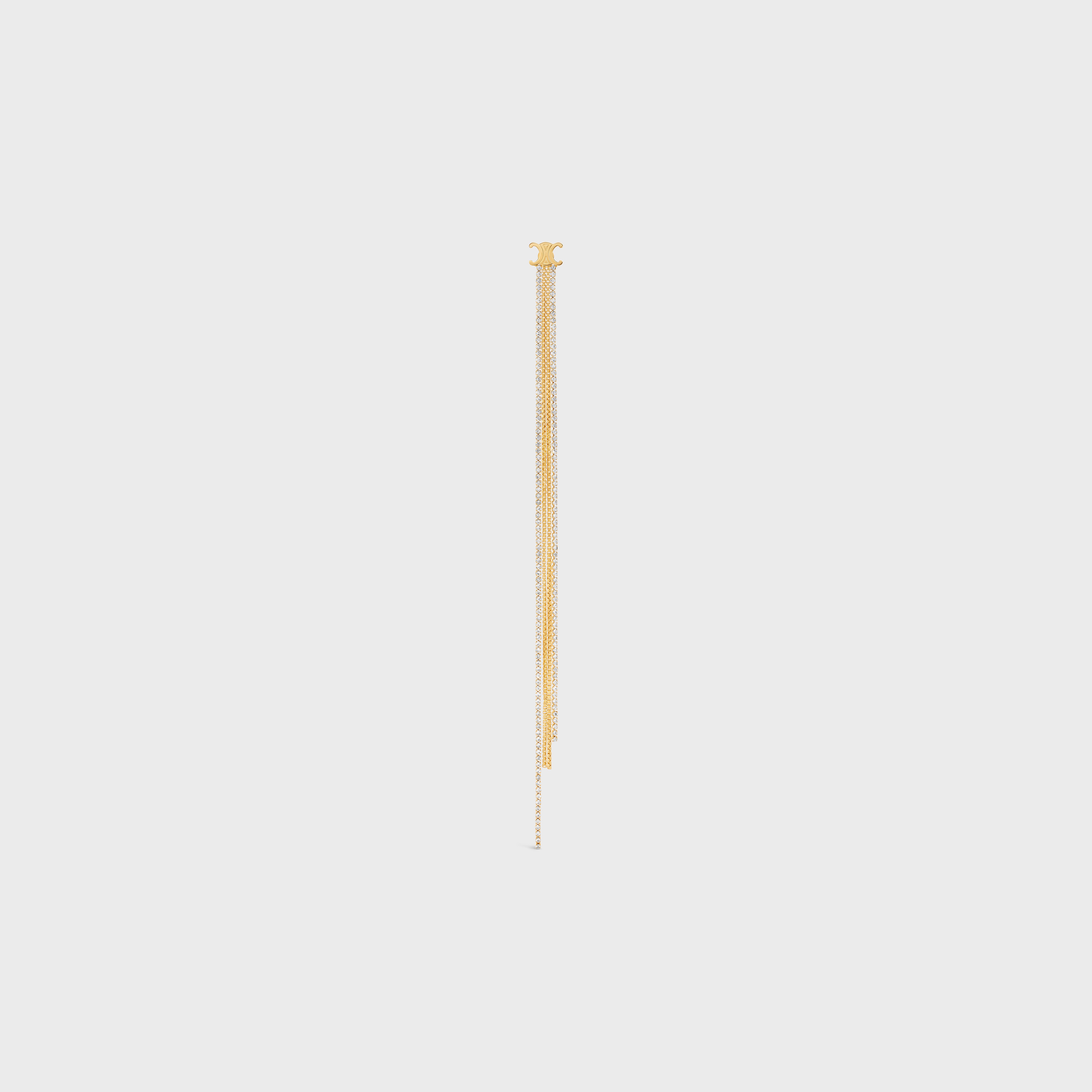 Triomphe Long Earring in Brass with Gold Finish and Strass - 1