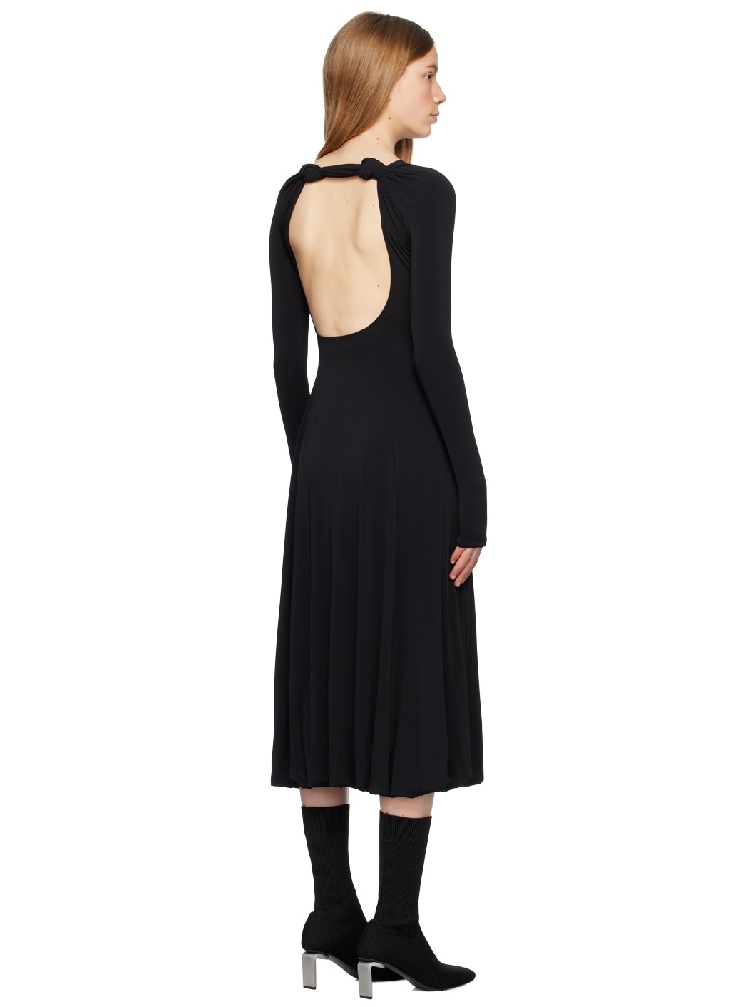 Black Open Back Midi Dress - 3