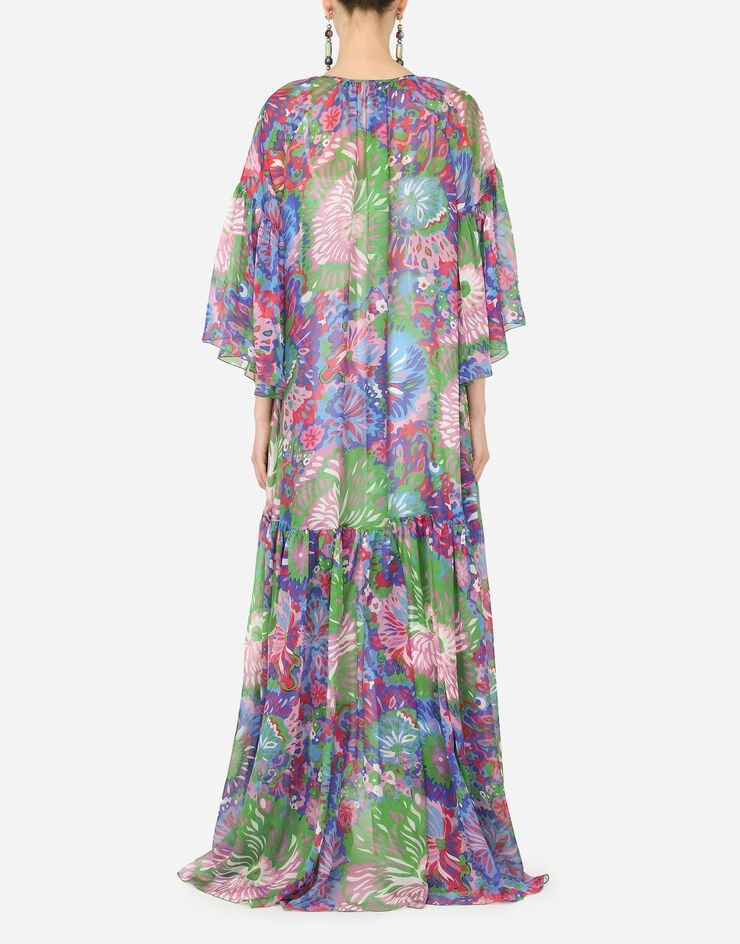 Long 60s-print chiffon caftan - 2