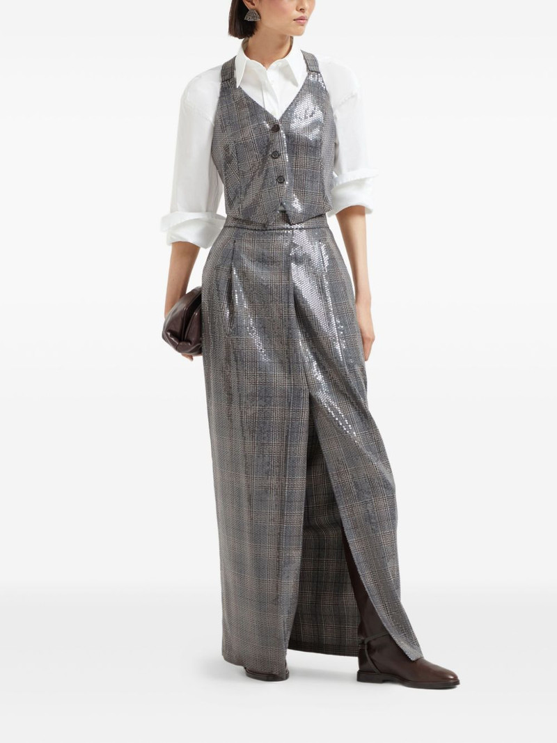 Brunello Cucinelli sequinned checked waistcoat outlook