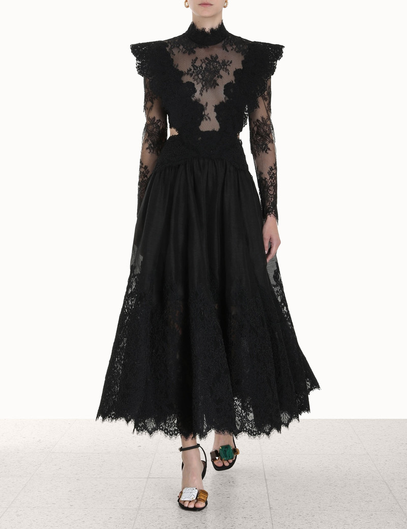 Zimmermann SENSORY LACE YOKE GOWN - 8059DF233BLK | REVERSIBLE