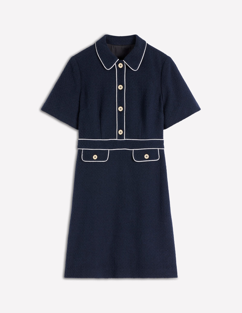 Eda Cotton Shift Dress-Navy 1