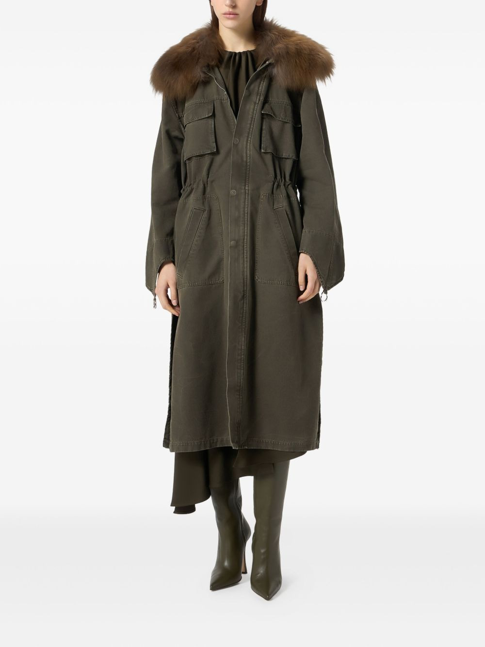 fur-collar parka coat - 2