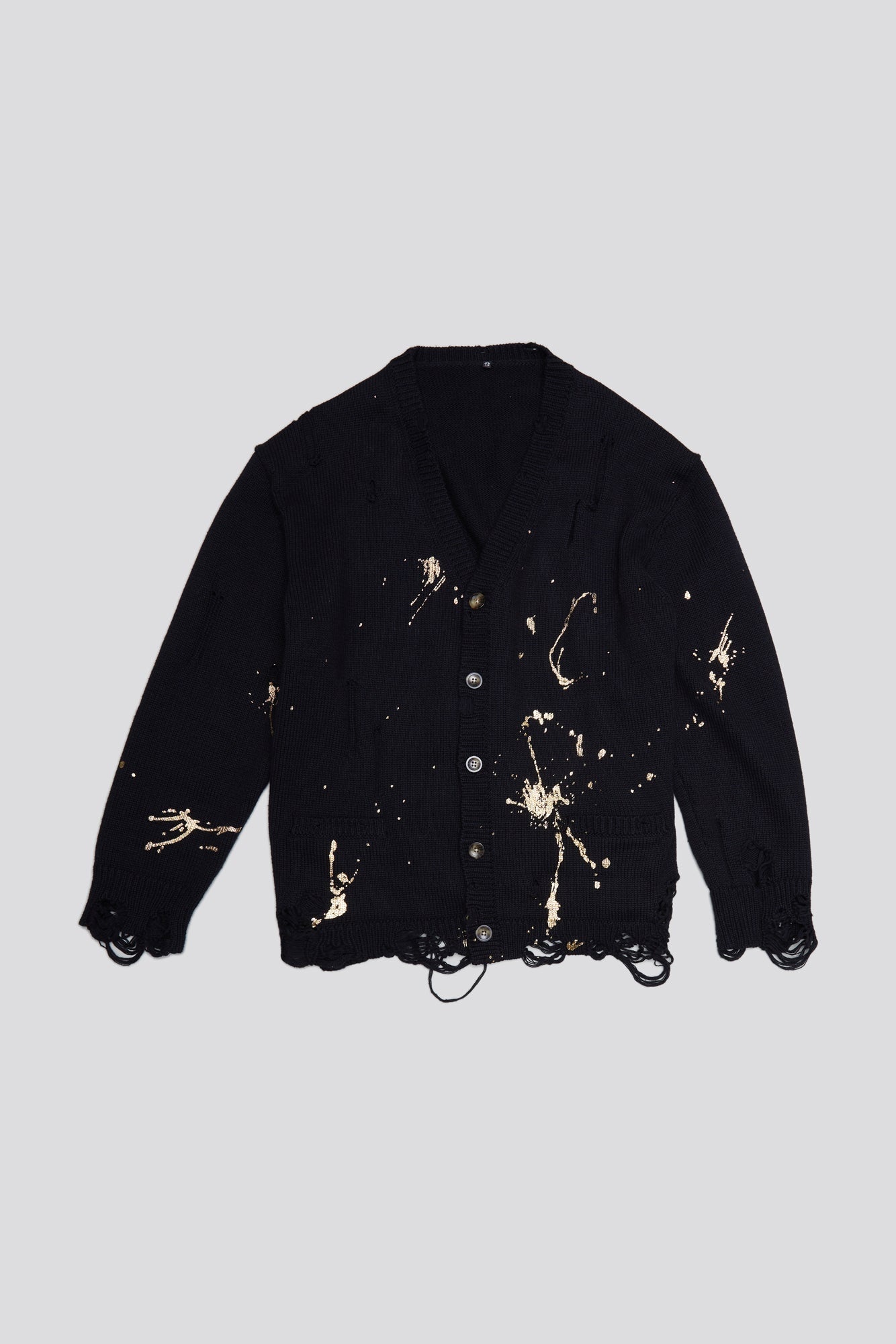 BOYFRIEND CARDIGAN - GOLD SPLATTERED BLACK - 1