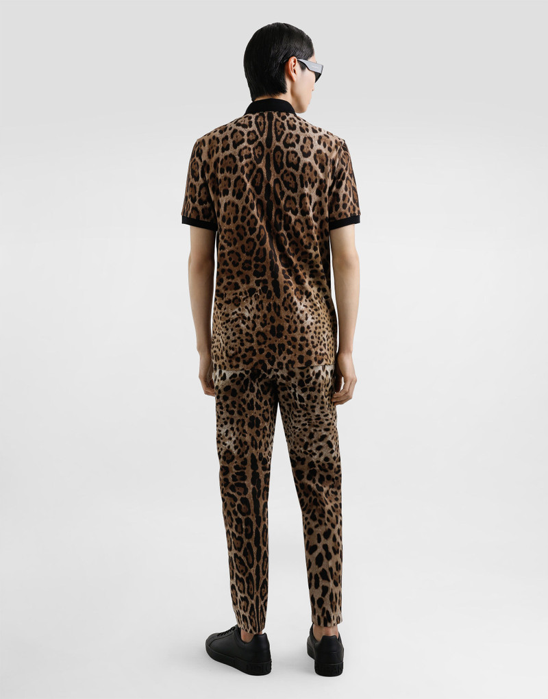 Cotton polo-shirt with leopard print 3