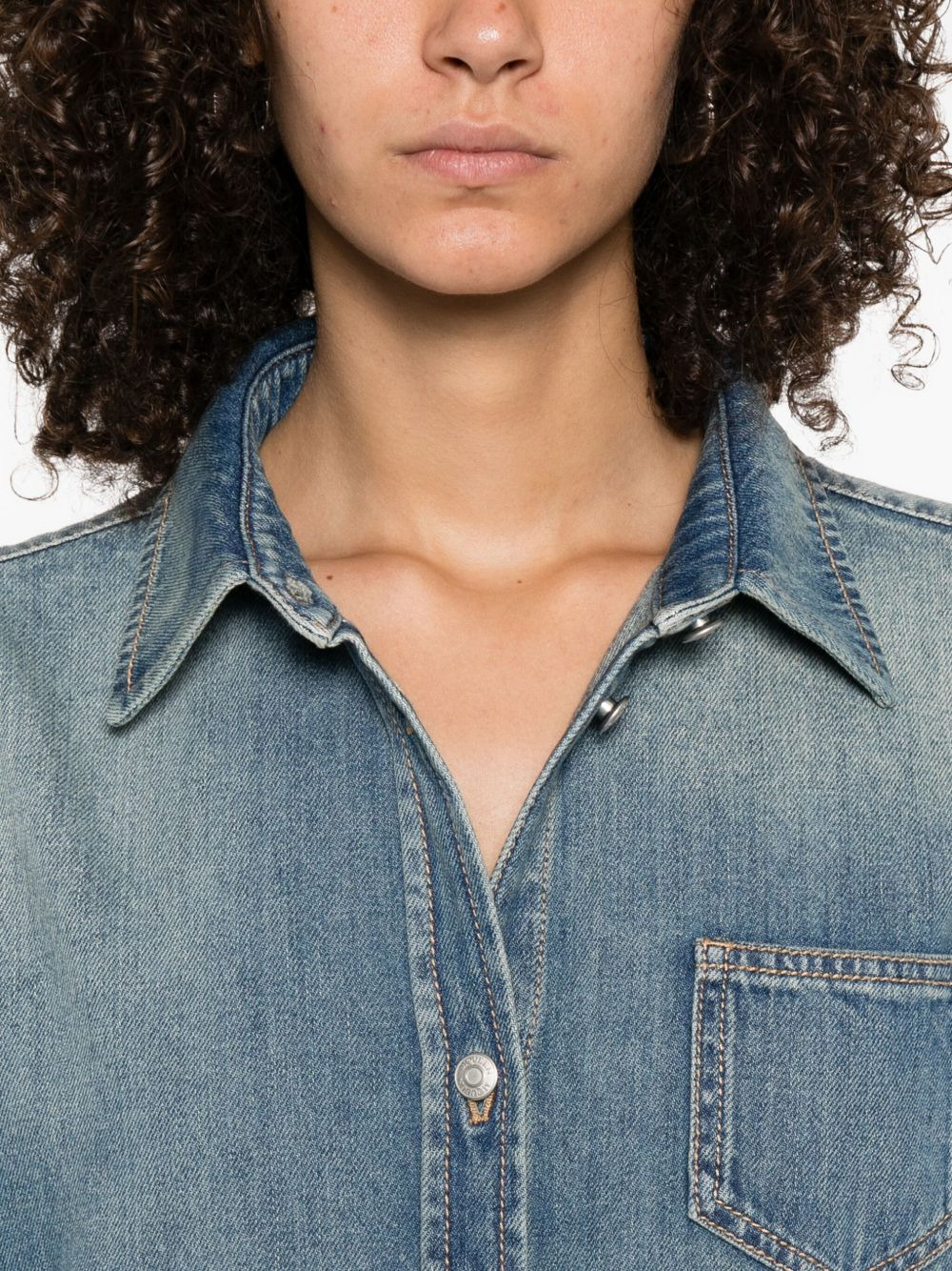 short-sleeved denim dress - 5