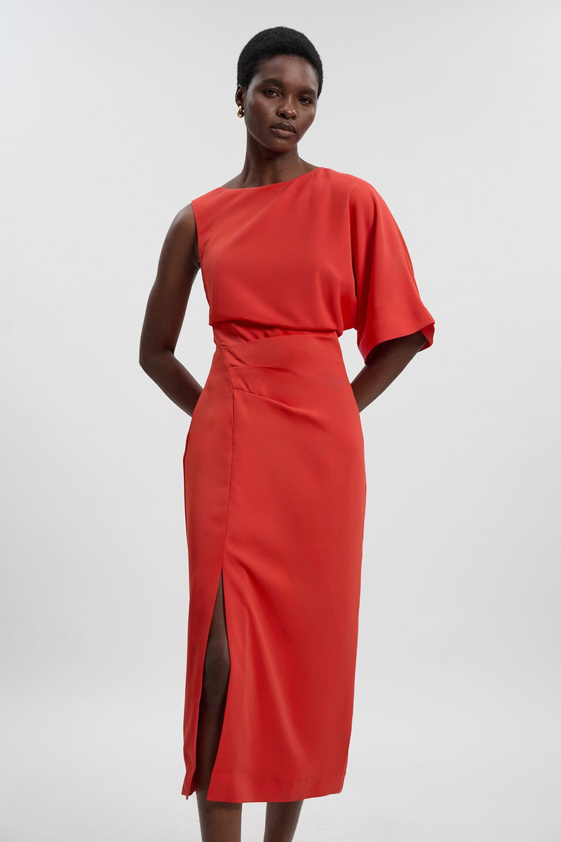 KAREN MILLEN Soft Tailored Asymmetric Sleeve Midi Dress outlook