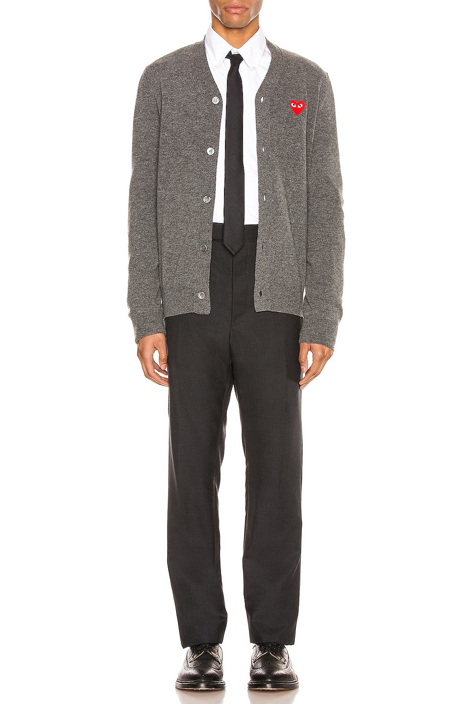 Lambswool Cardigan with Red Emblem - 5