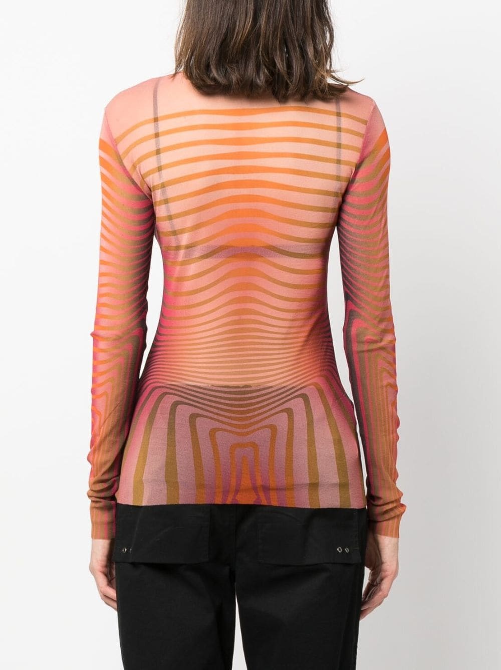 stripe-pattern mesh top - 4