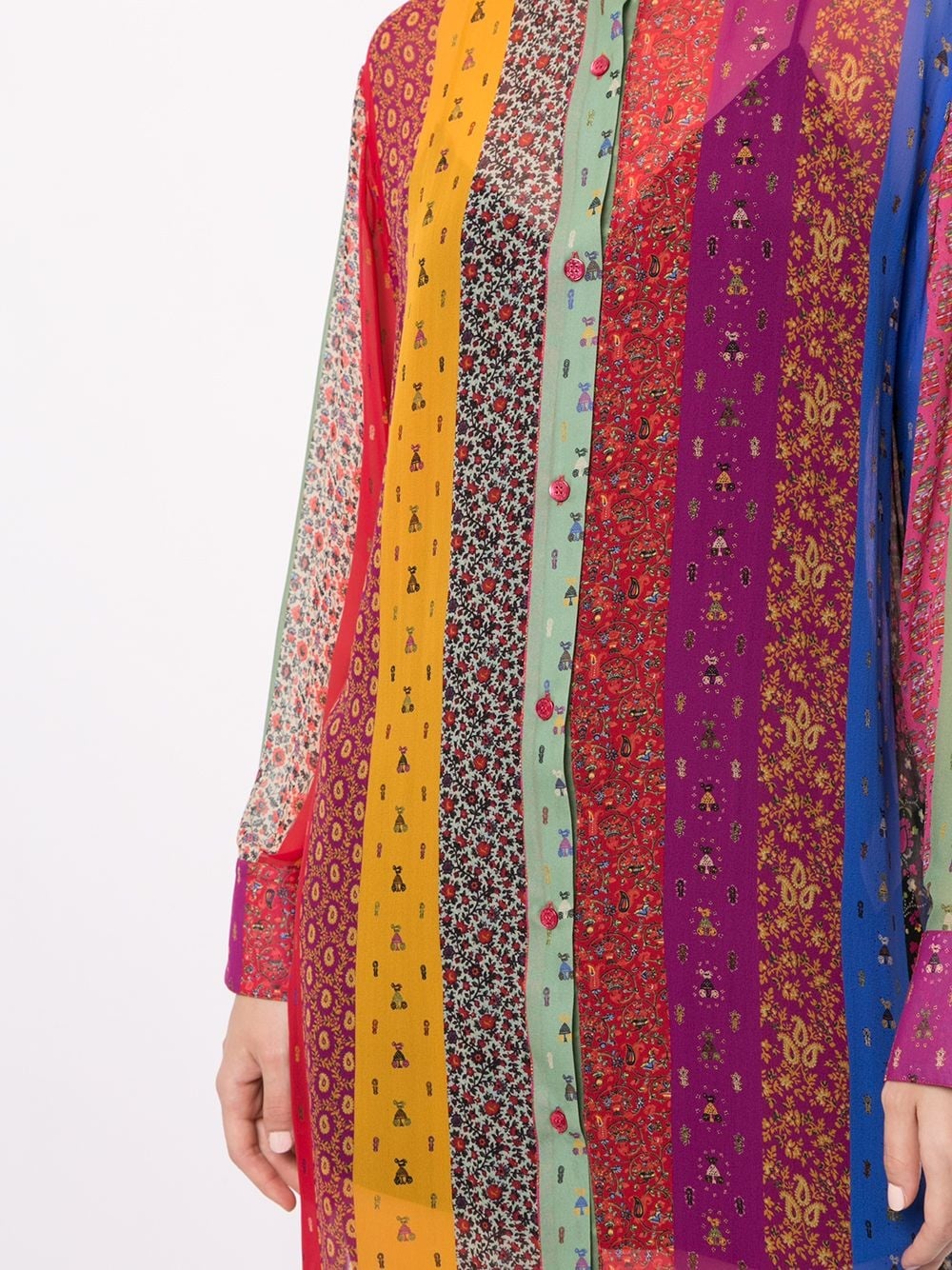 color-block paisley shirt dress - 5