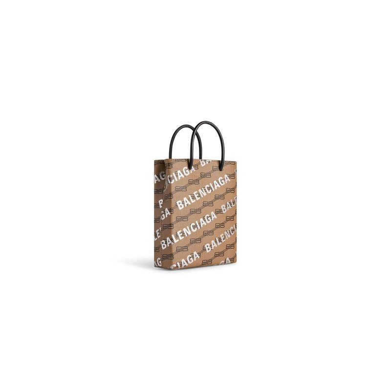 BALENCIAGA Large Shopping Bag Bb Monogram Coated Canvas And Allover Logo in Beige outlook