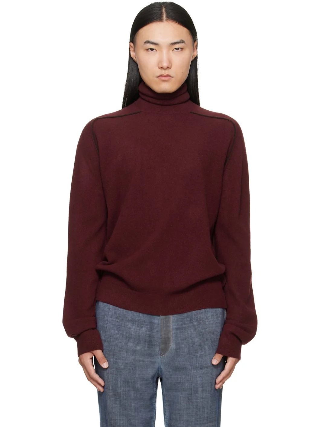 Burgundy Virgin Wool Turtleneck - 1