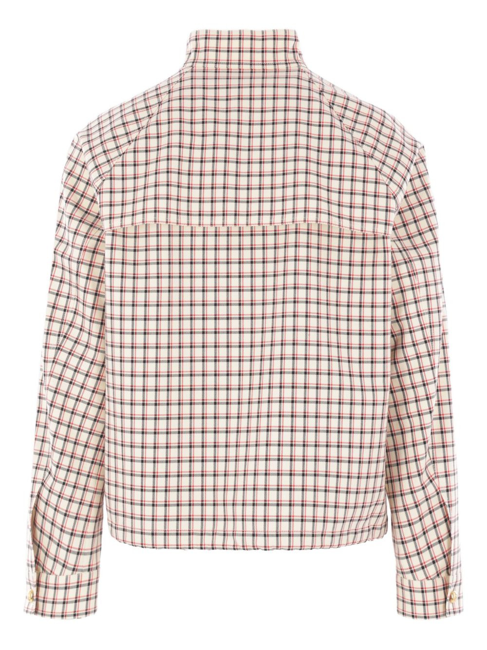 checked zip-up single-breasted coat - 2