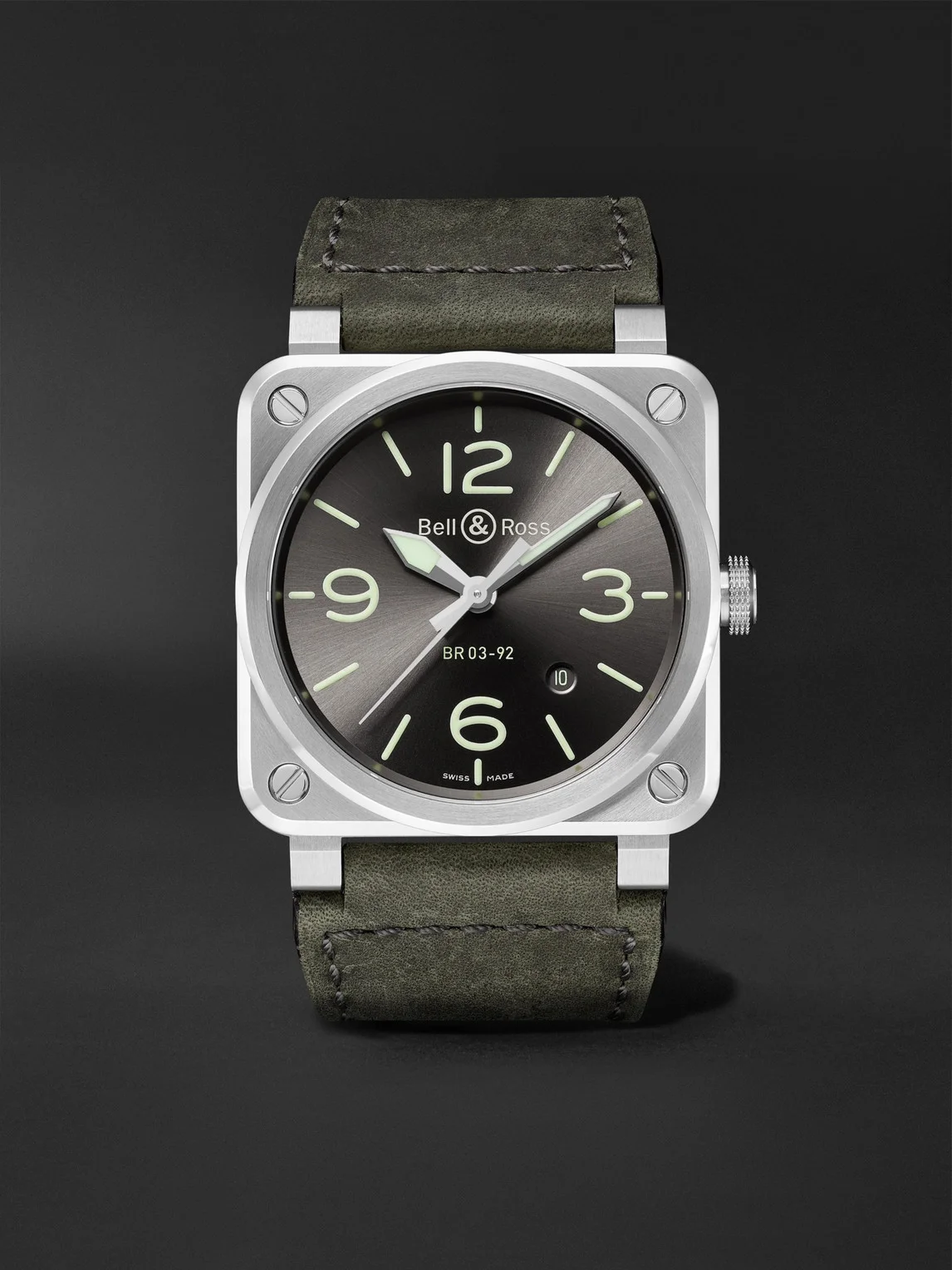 BR 03-92 Grey Lum Automatic Stainless Steel Watch, Ref. BR0392-GC3-ST/SCA - 1
