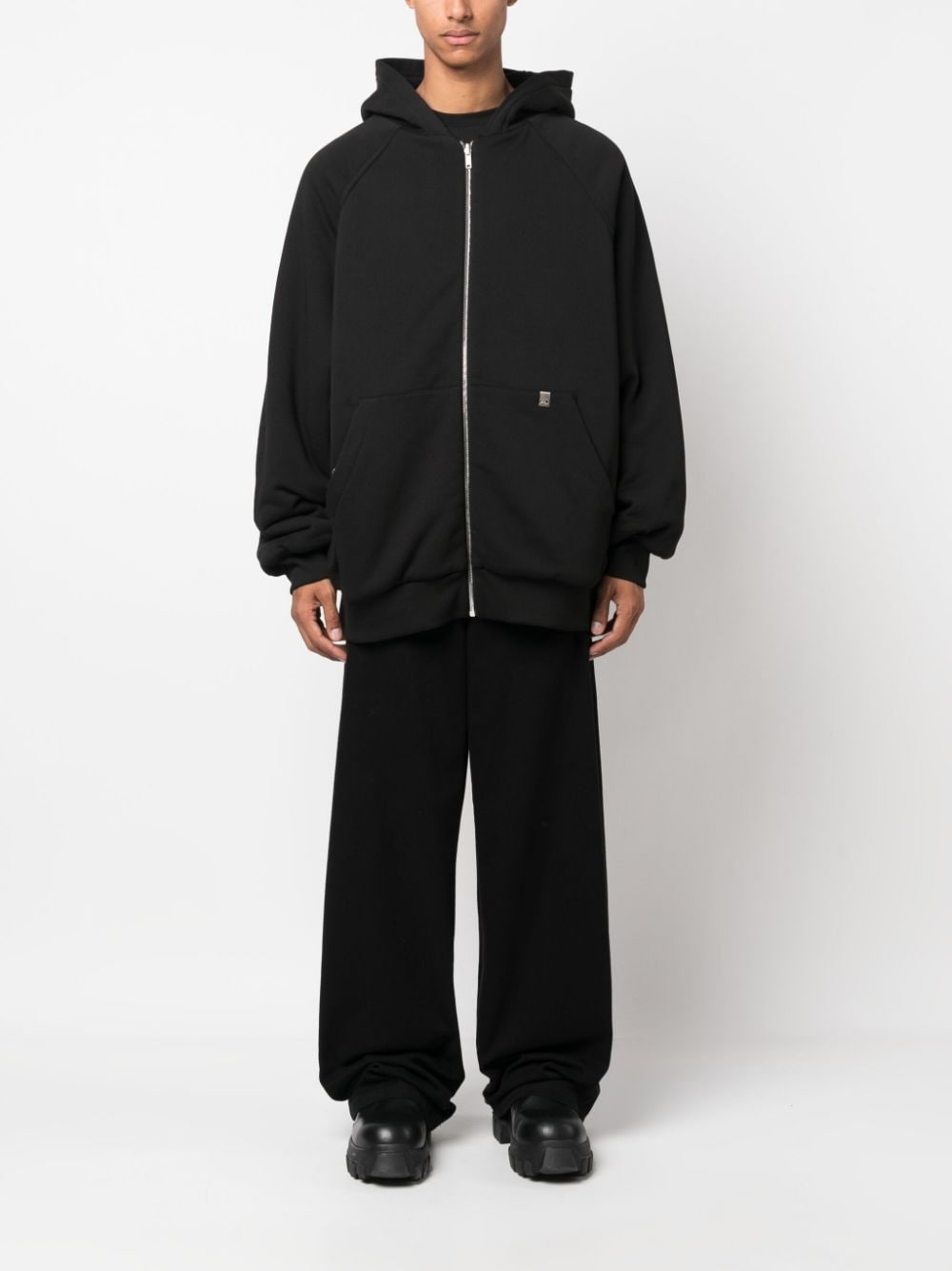 slogan-print zip-up hoodie - 2