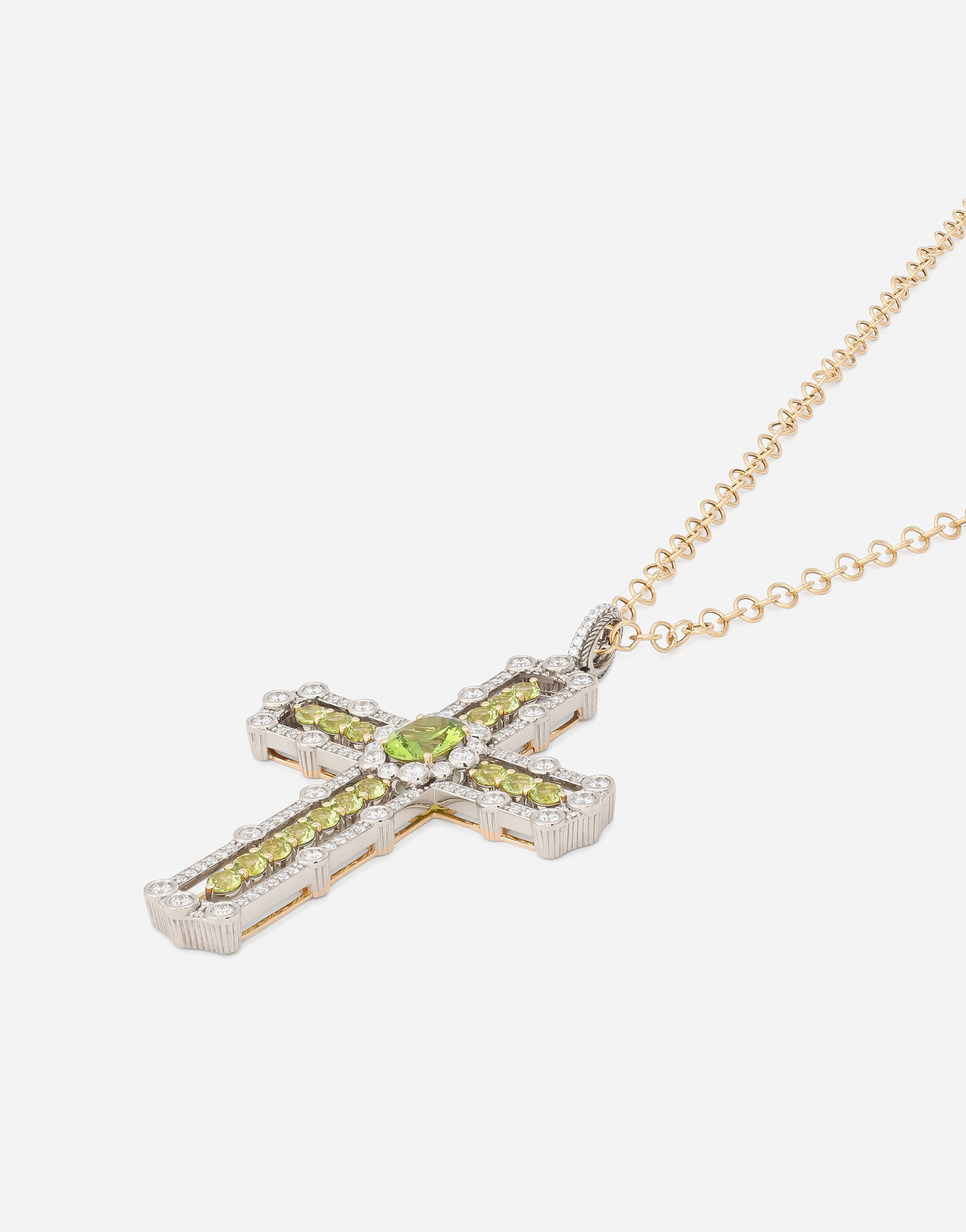 Tradition pendant in yellow and white gold 18kt with peridots and diamonds - 3
