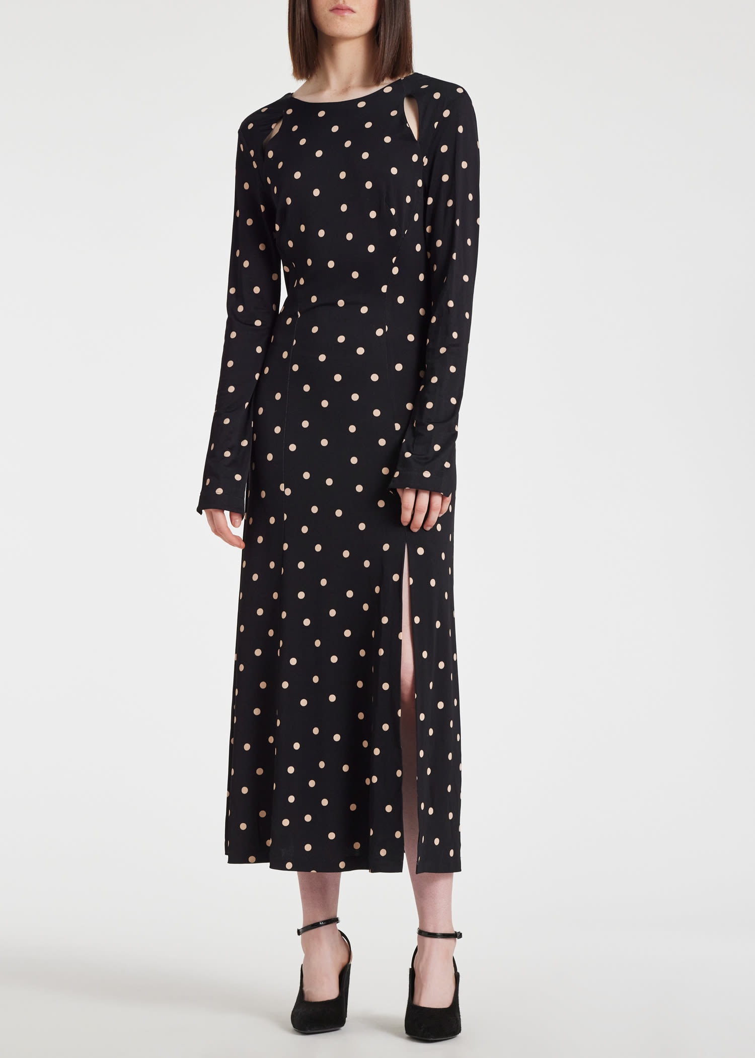 Black Polka Dot Maxi Dress - 3