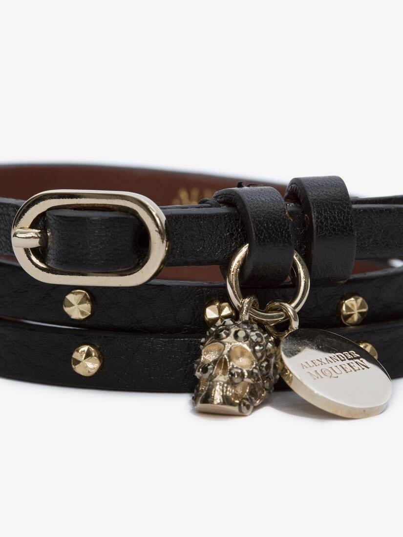Double-wrap Studded Bracelet in Black - 3