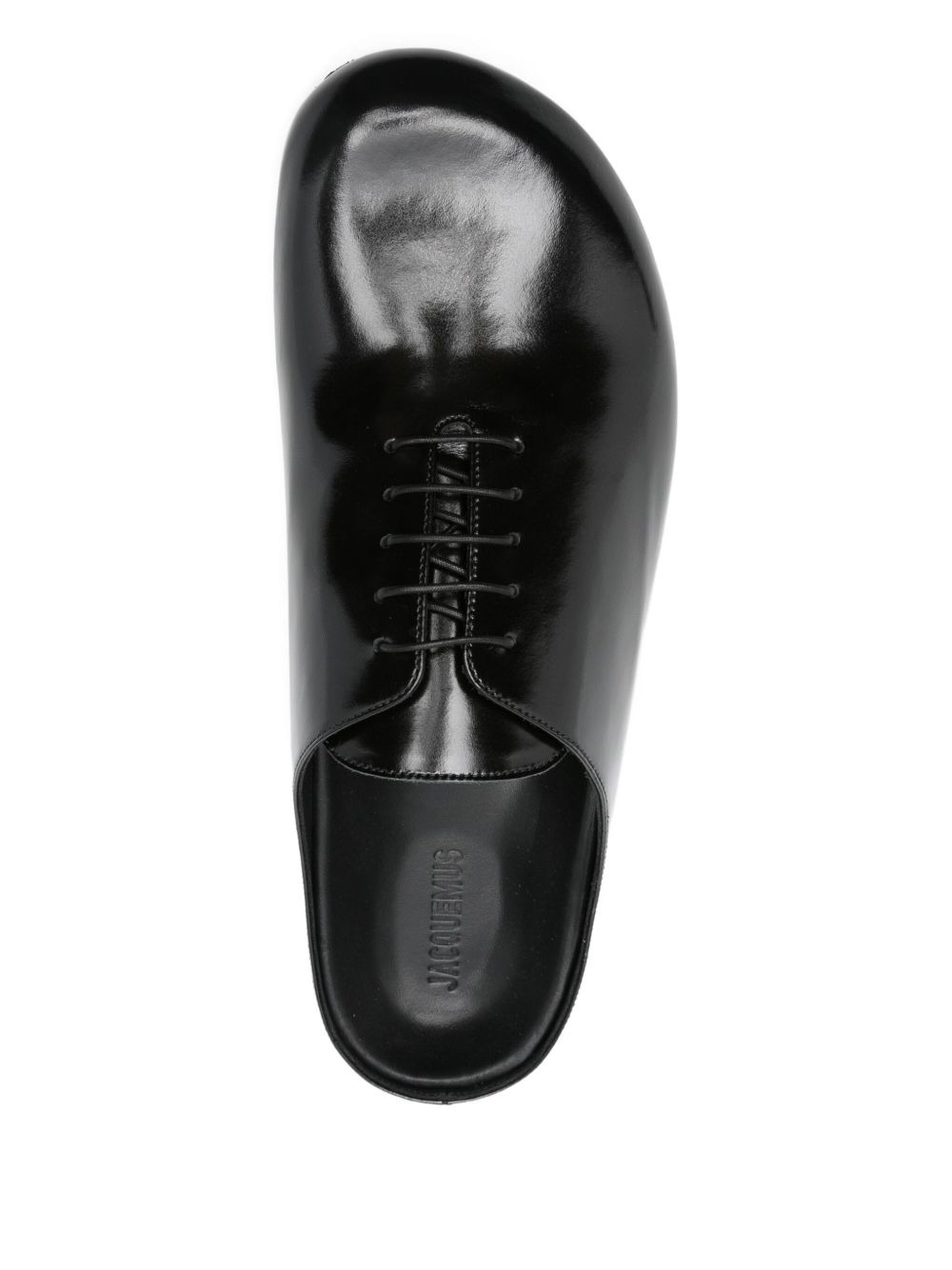 lace-up patent leather mules - 4