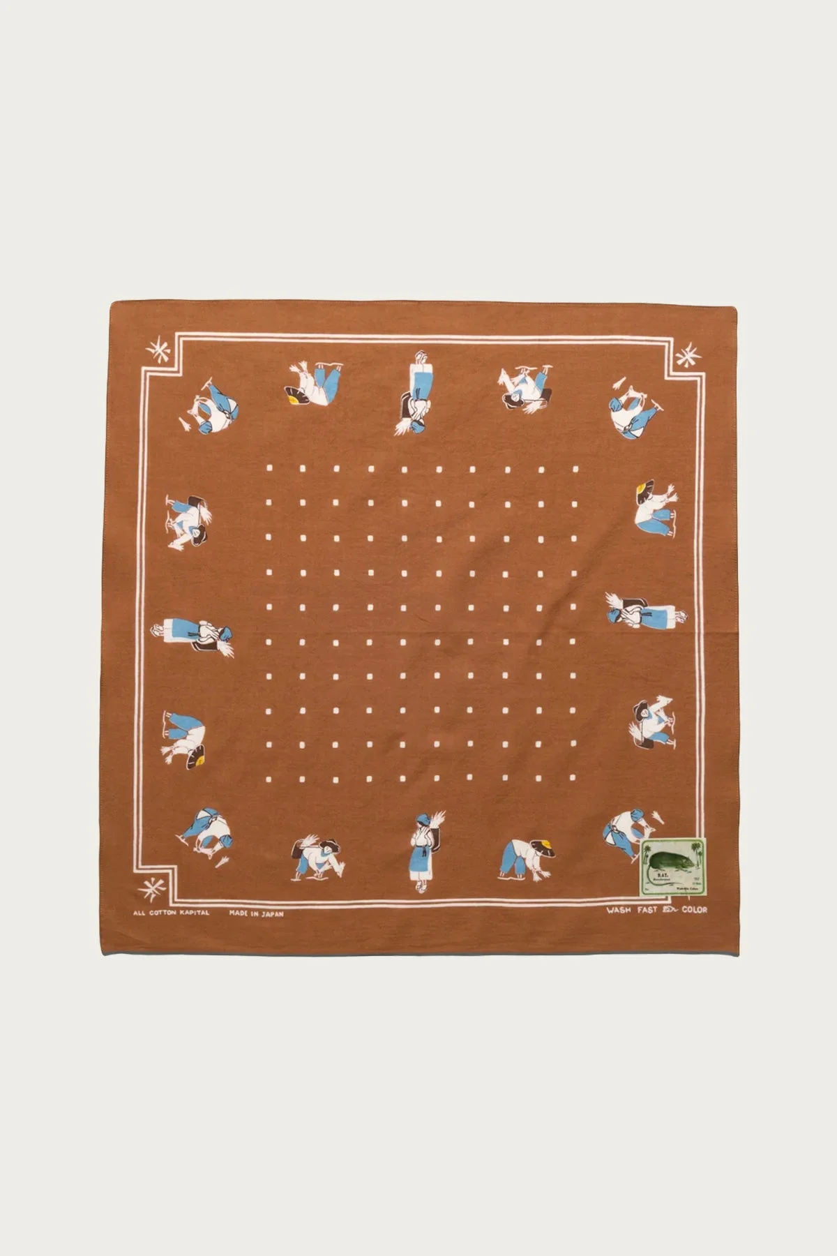 Fastcolor Selvedge Bandanna (RICE SEEDING) 20x20 - Brown - 1