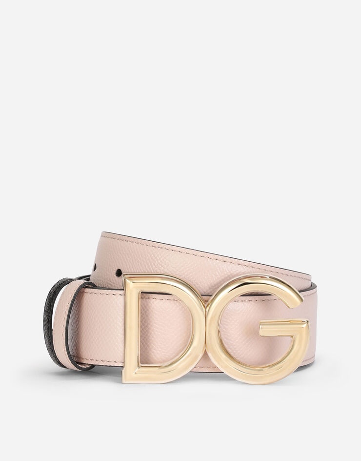 Reversible dauphine calfskin belt with DG logo - 1