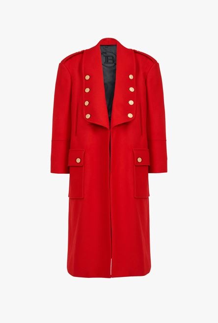 Long red wool coat - 1
