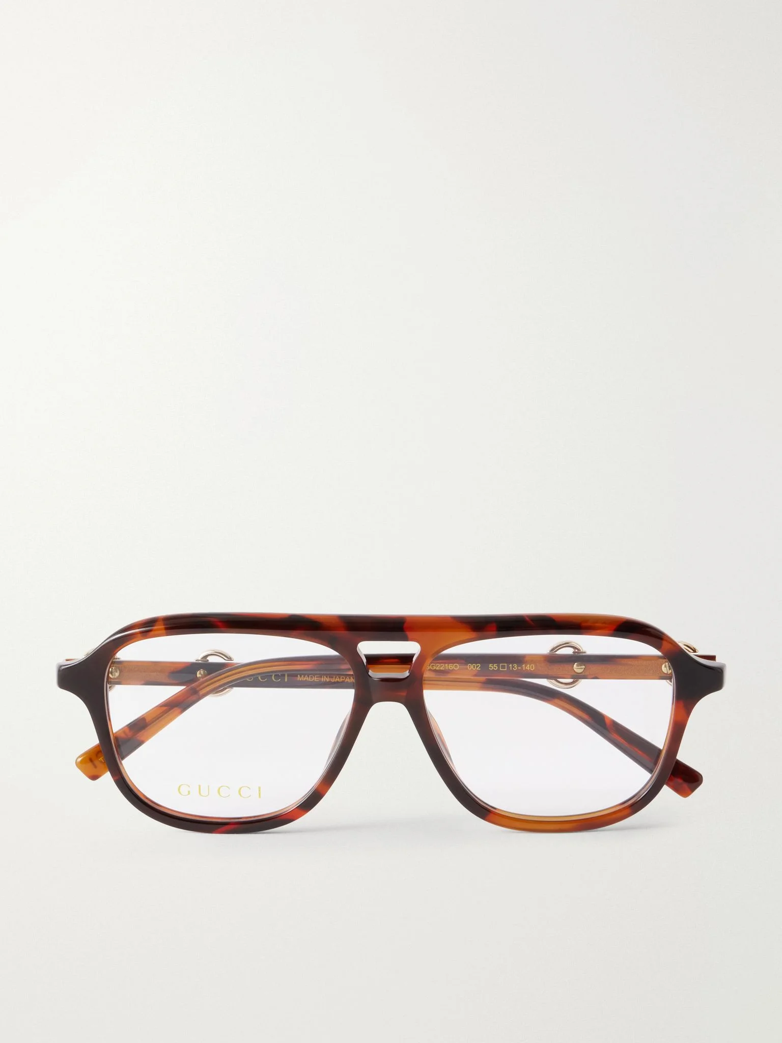 Horsebit-detailed aviator-style recycled-acetate glasses Brown - 1