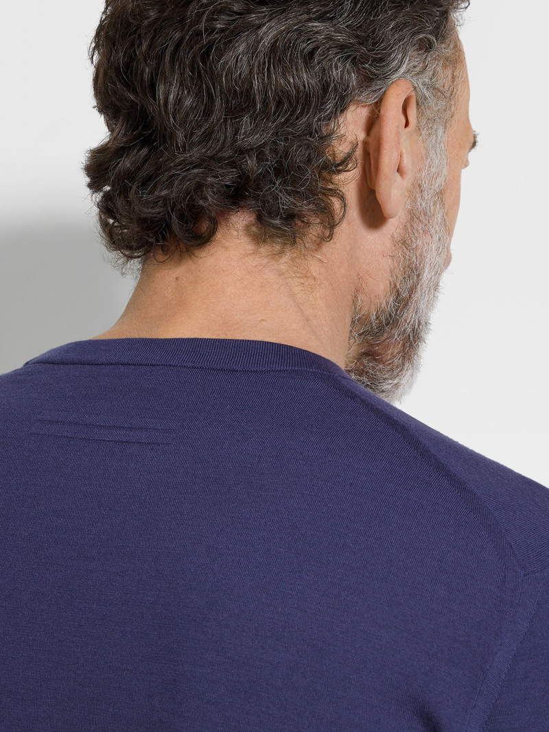 ZEGNA INK BLUE VELLUS AUREUM CREWNECK outlook