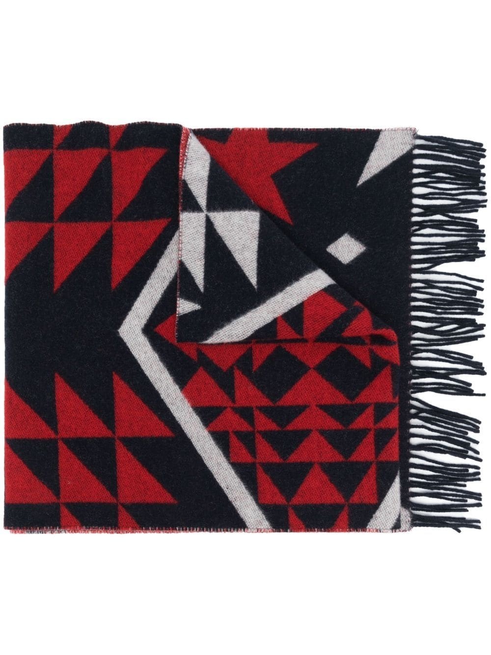 geometric pattern wool scarf - 1