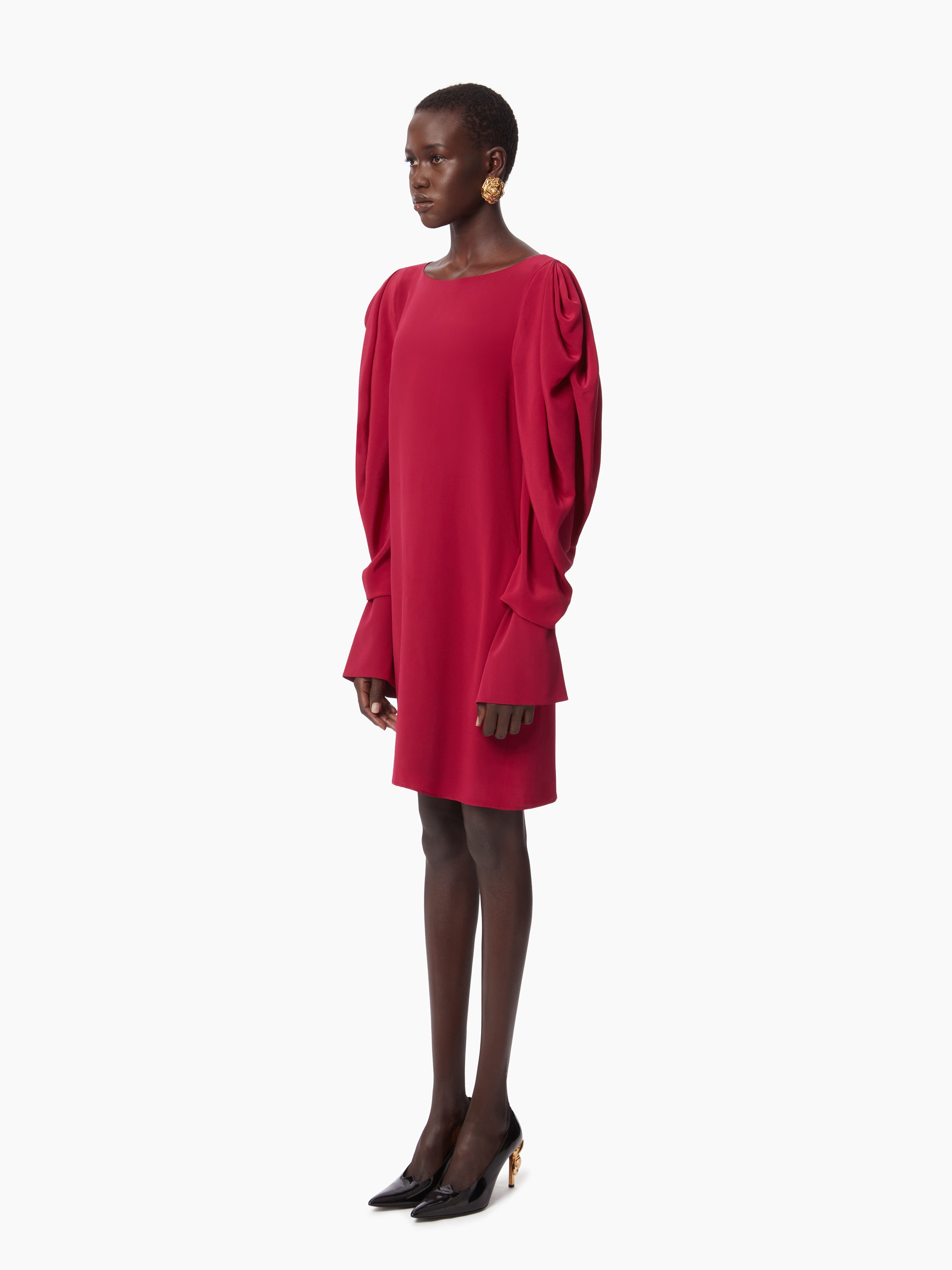MINI DRESS WITH RUCHED SLEEVES - 2