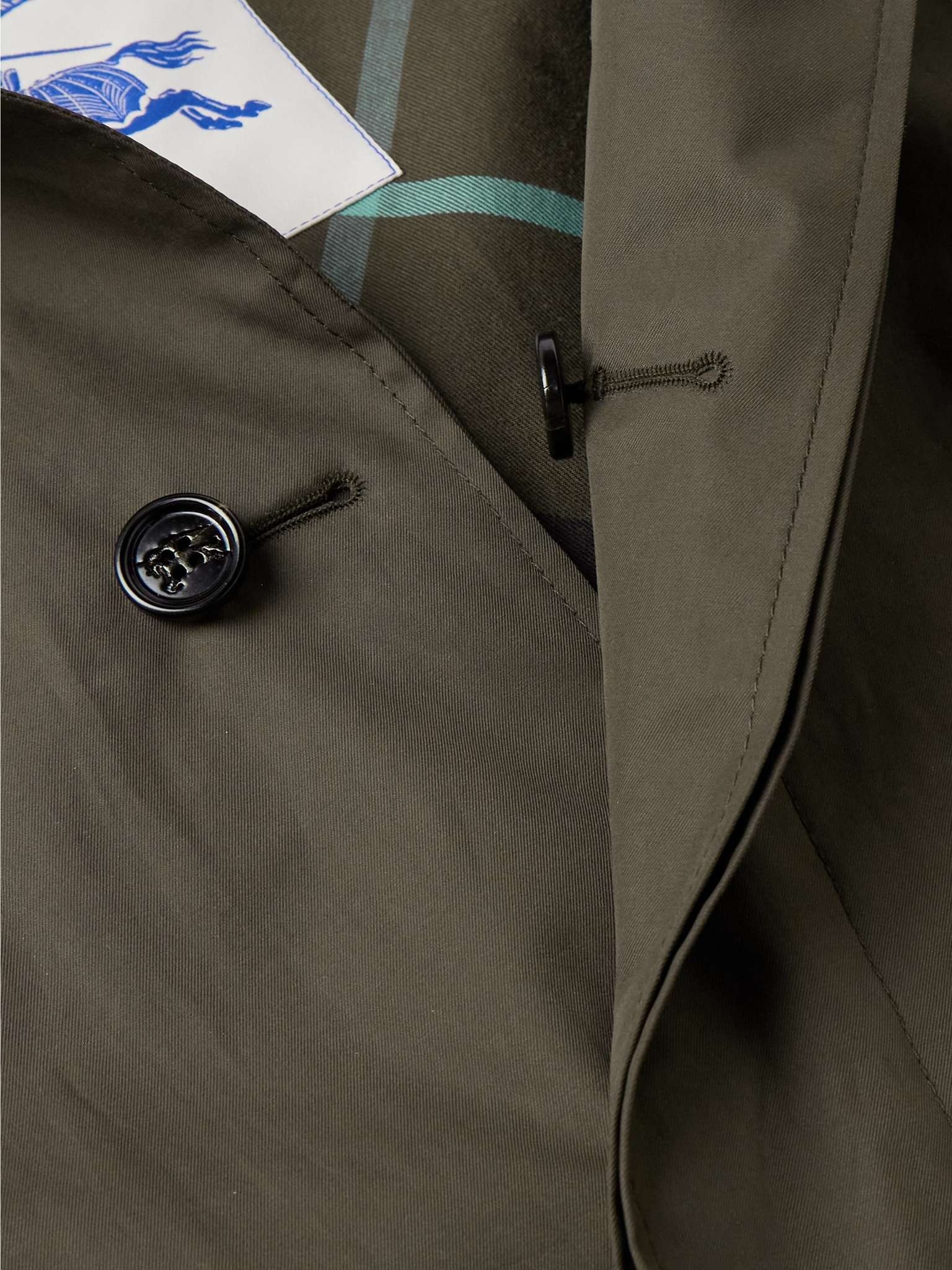 Belted Logo-Appliquéd Checked Cotton-Gabardine Trench Coat - 5