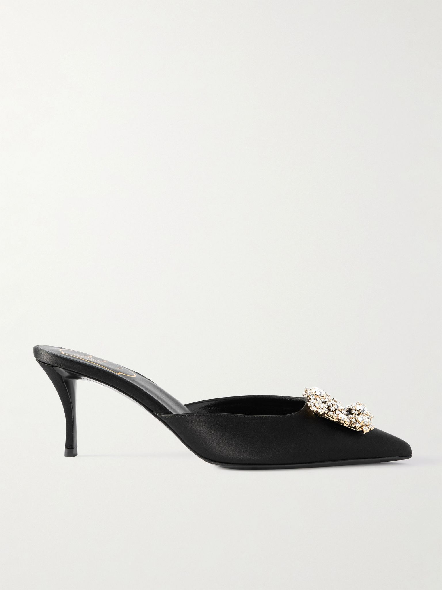 Efflorescence 65 embellished satin mules Black - 1