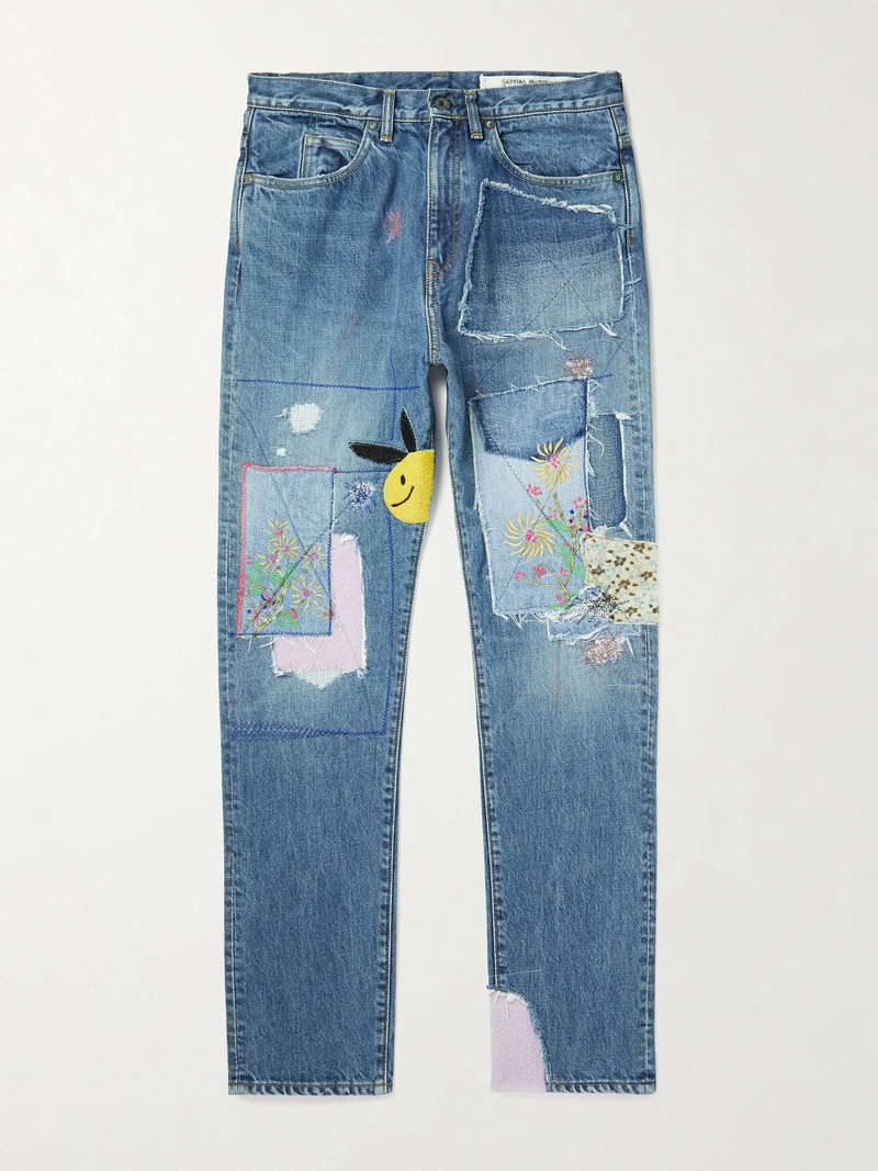 OKABILLY Straight-Leg Patchwork Embroidered Jeans 1