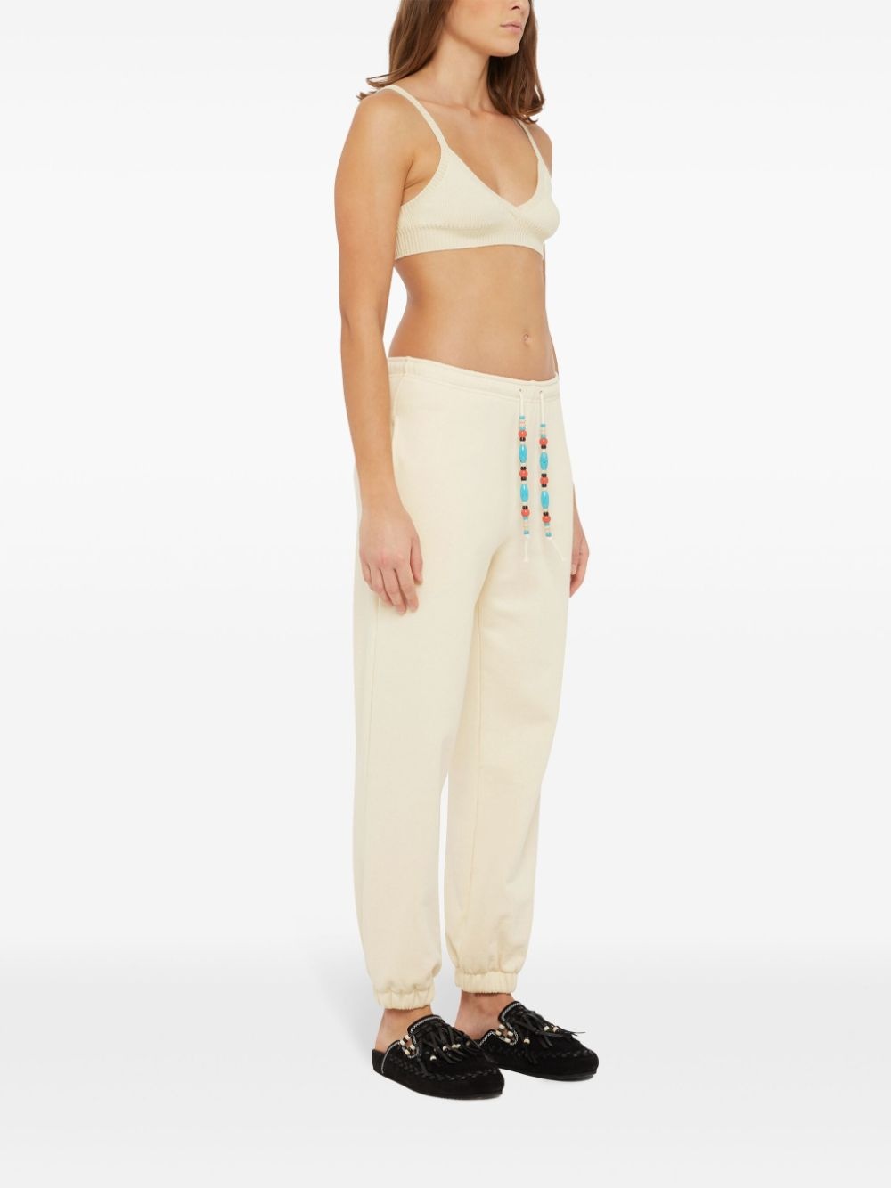 bead-embellished tapered trousers - 4