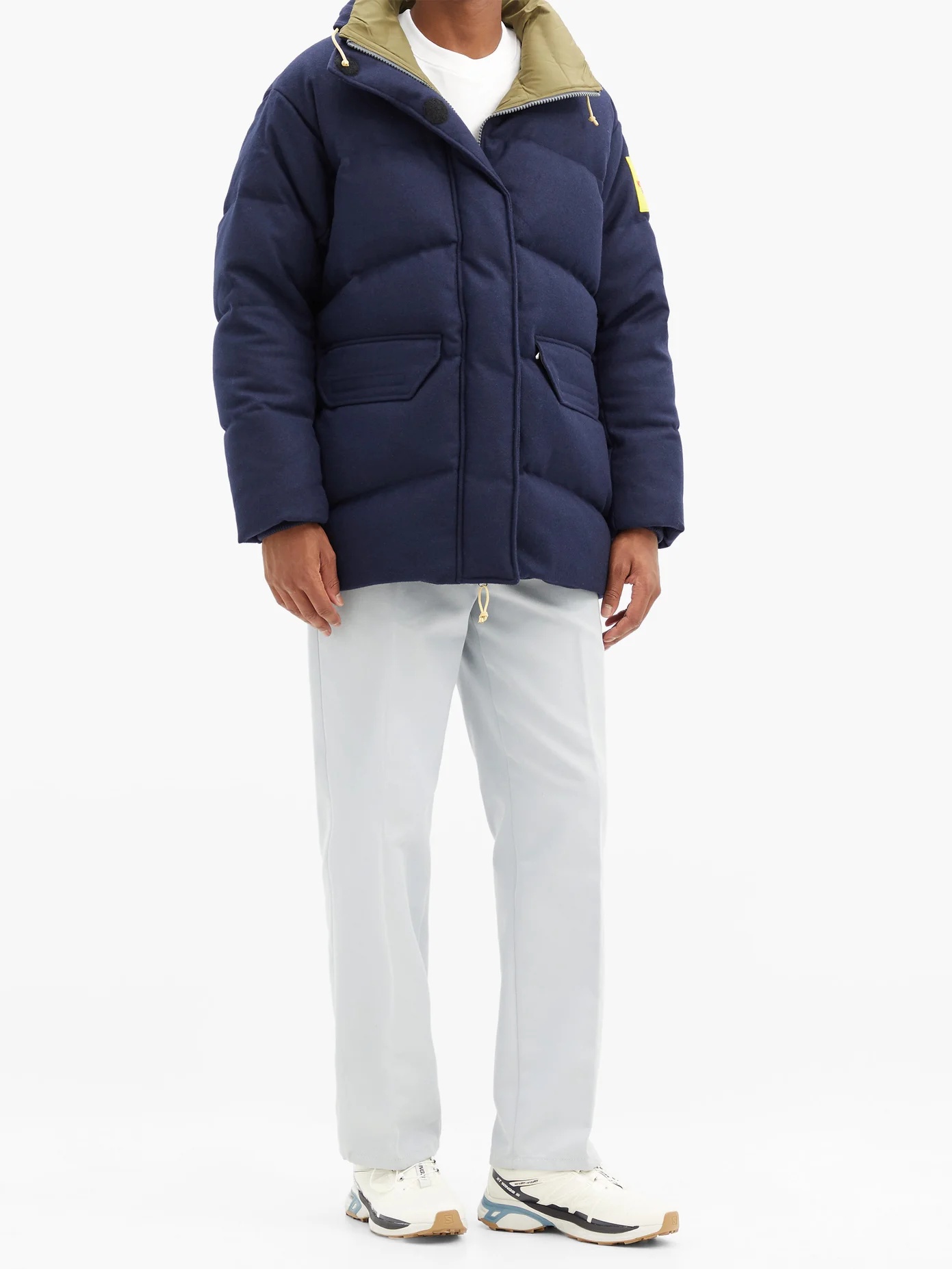 Lakspur logo-patch quilted down wool-blend jacket - 2