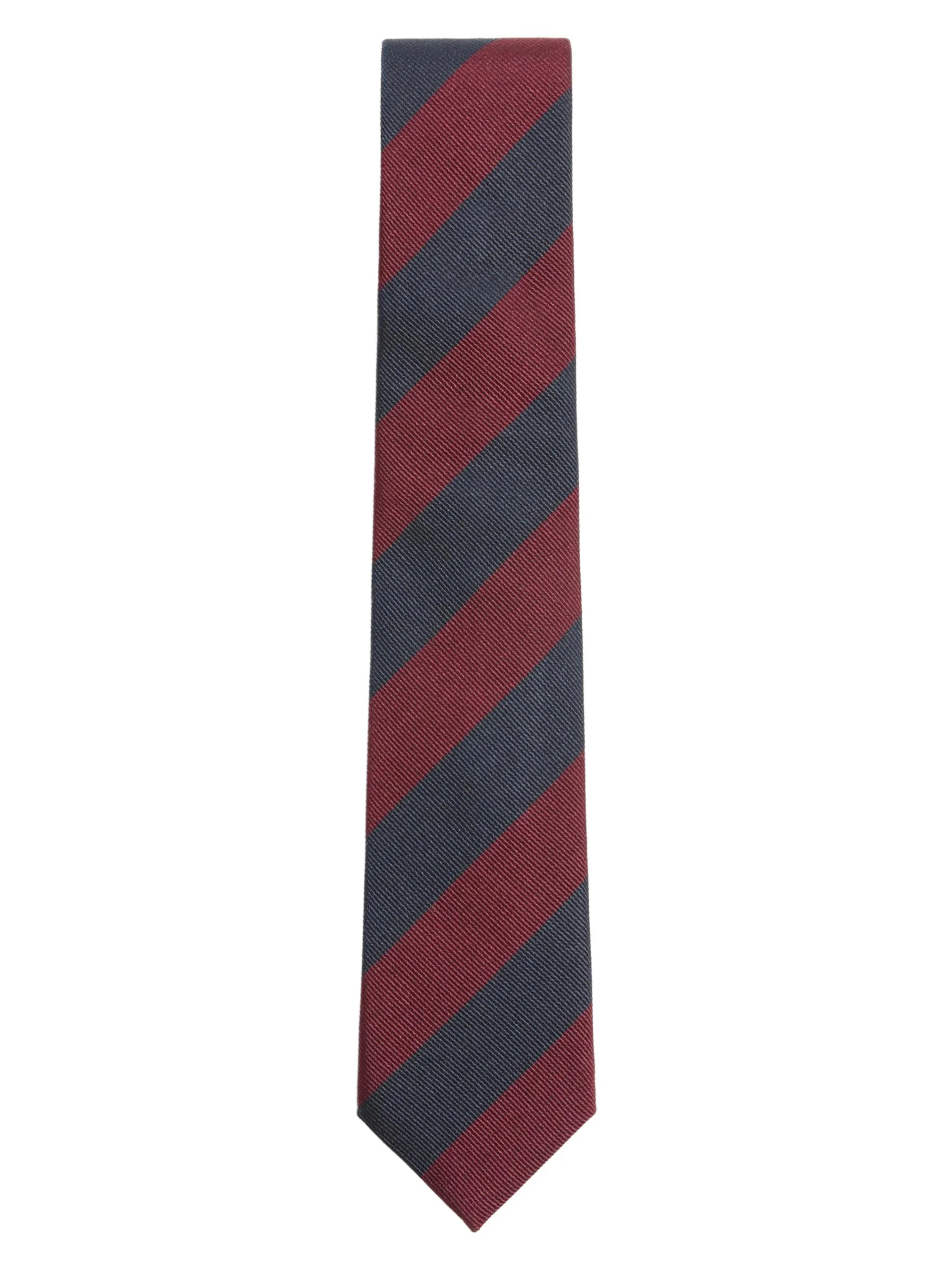 Men's Valentie Jacquard Regimental Silk Tie - Blue Maroon - 1