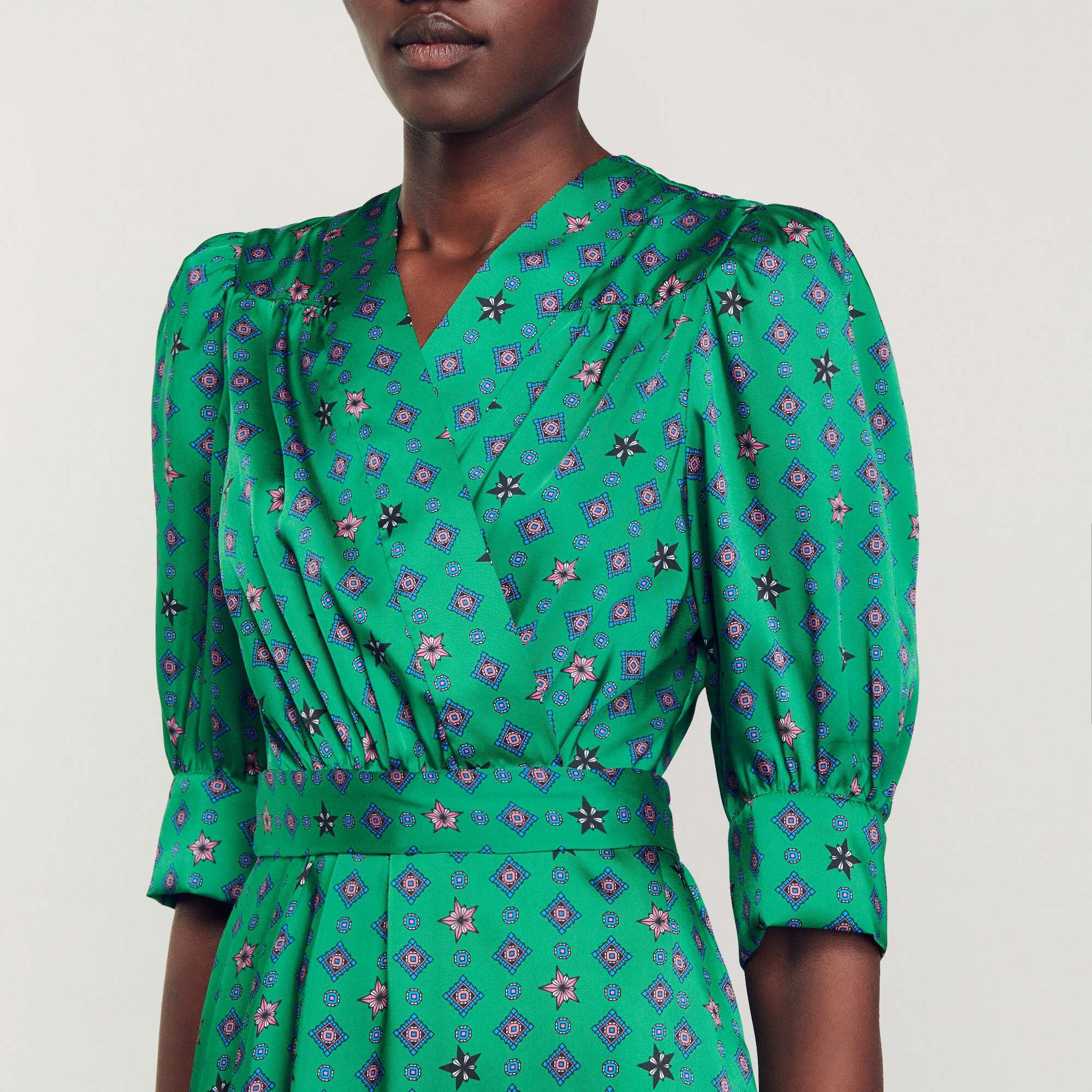 PRINTED SATIN DRESS - 4