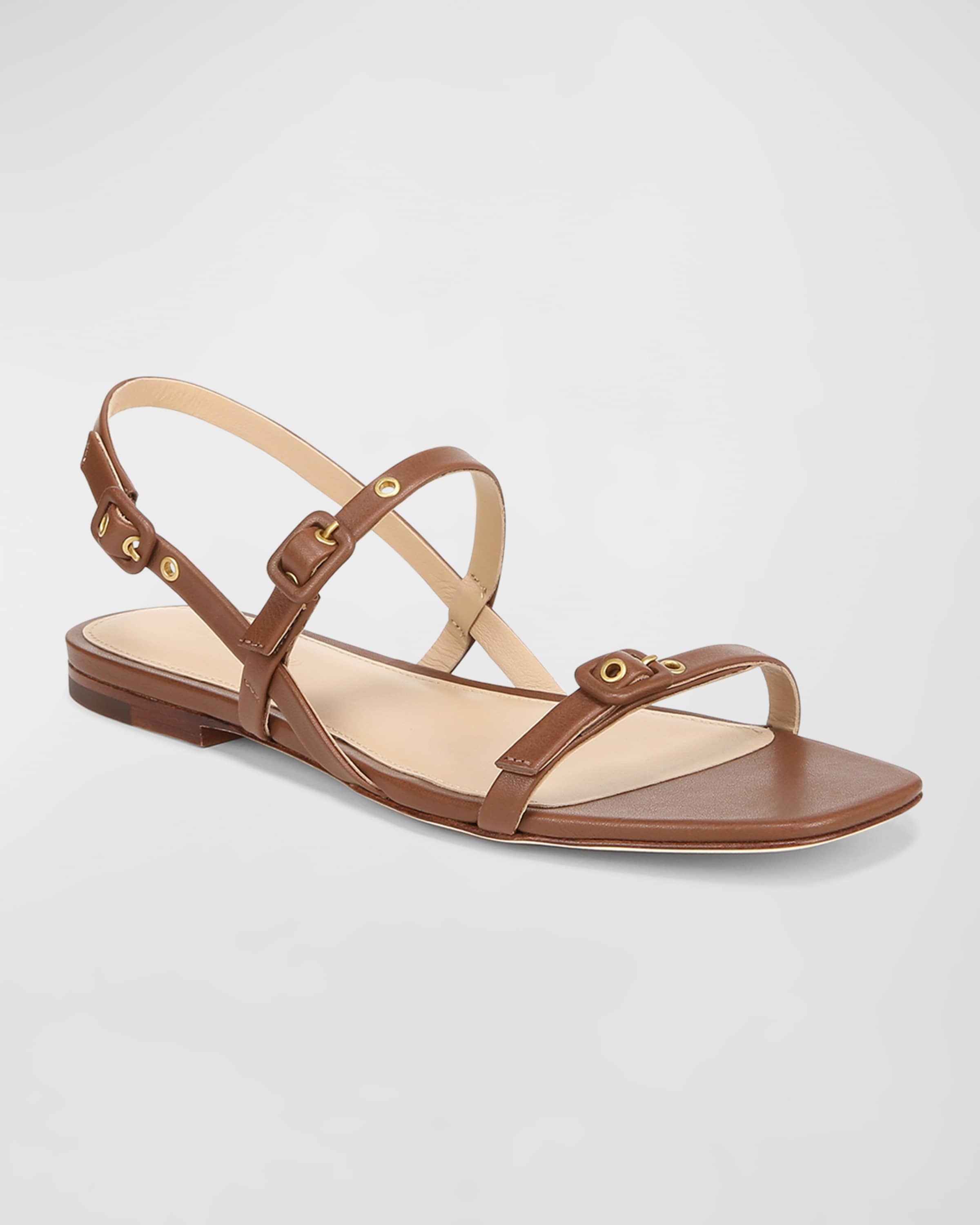 Malinda Leather Buckle Slingback Sandals - 3
