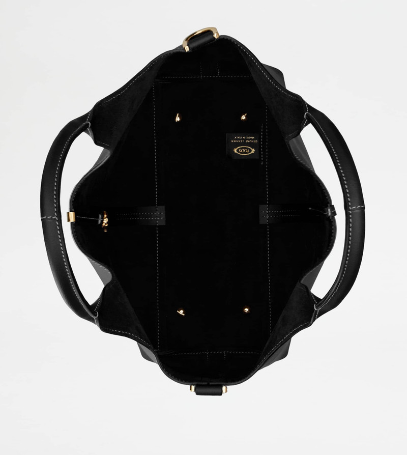 TOTE SHOPPING BAG IN LEATHER SMALL - BLACK 4