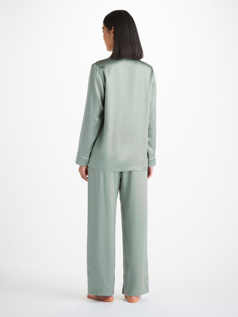 Women's Pajamas Bailey Silk Satin Sage - 4