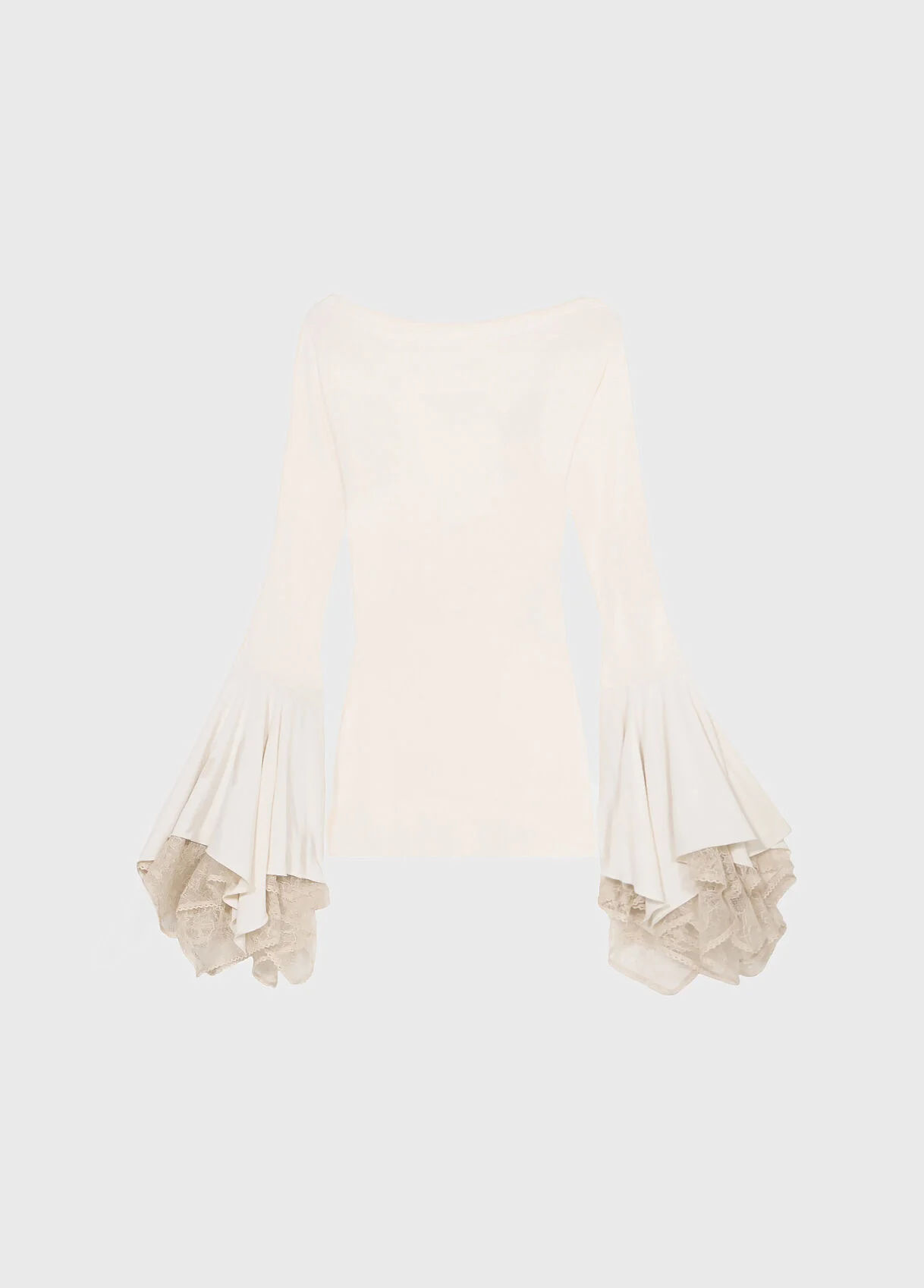 SHORT JERSEY DRESS WITH LACE RUFFLES - 1