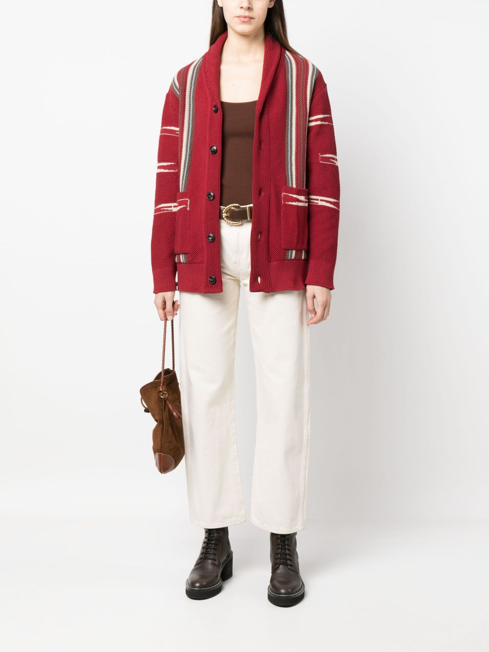 stripe-detail long-sleeve knitted cardigan - 2