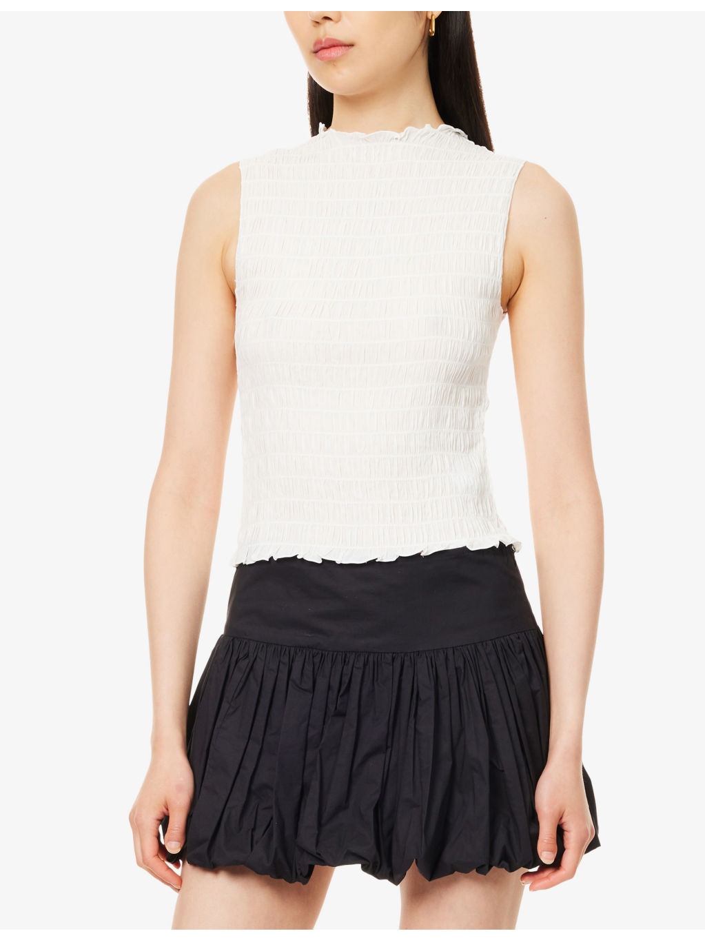 Adri Shirred Stretch-Woven Top - 3