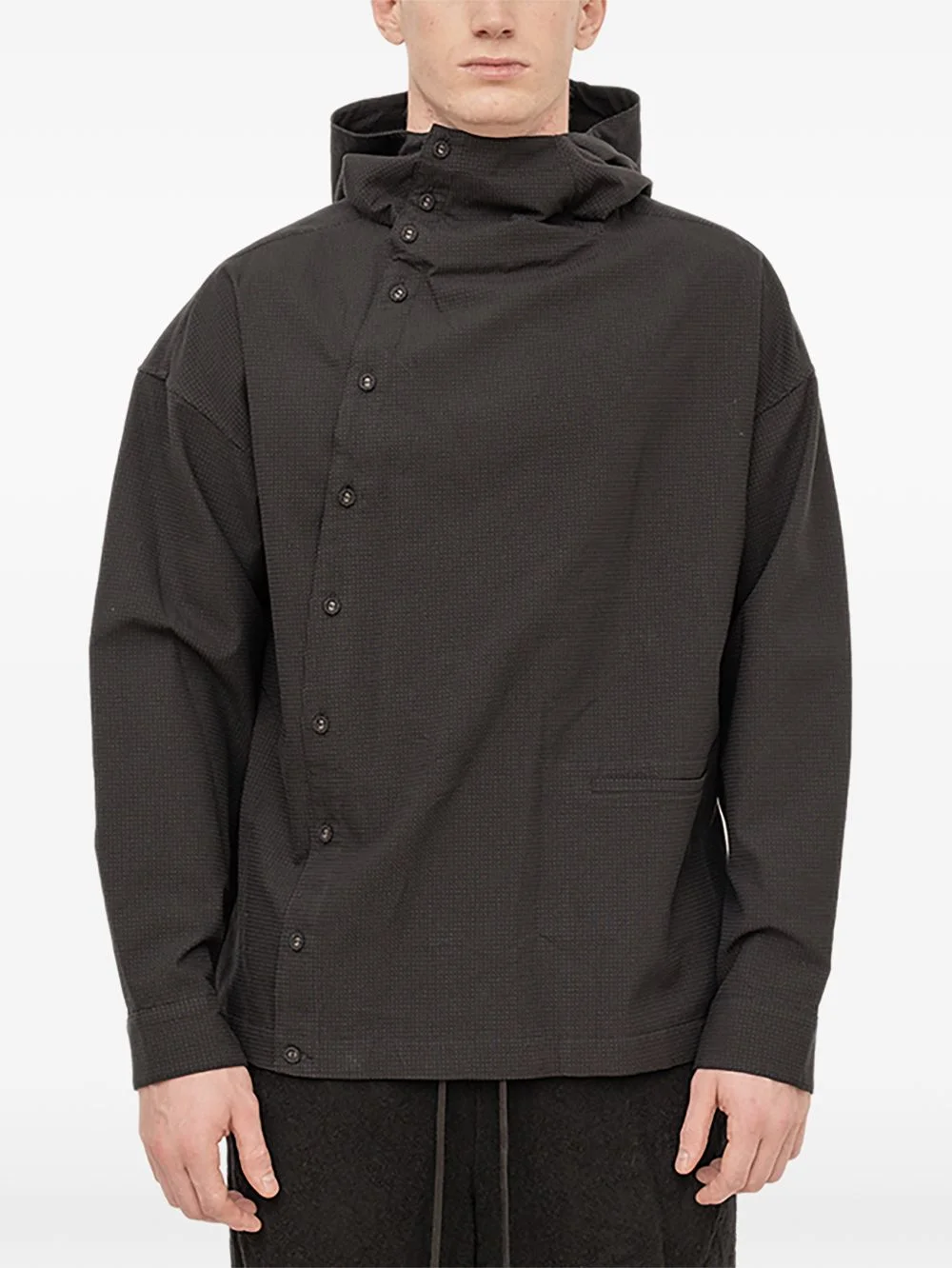 hooded button-up overshirt - 1
