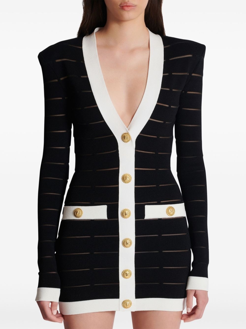 button-embellishment knitted mini dress - 5
