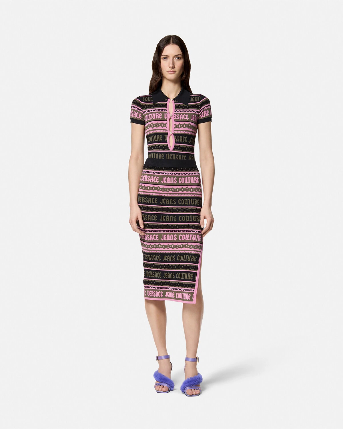Stripes Jacquard Knit Midi Skirt - 2