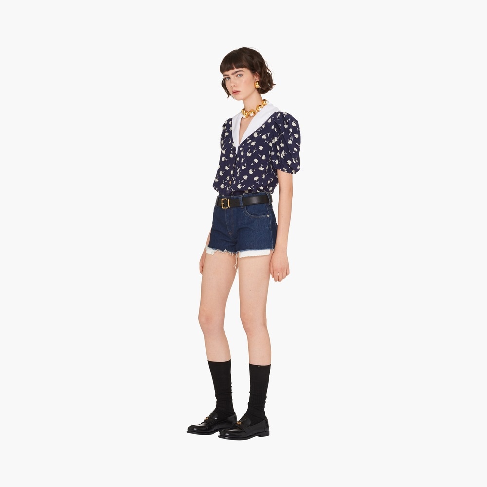 Short-sleeved crepe de chine blouse - 2