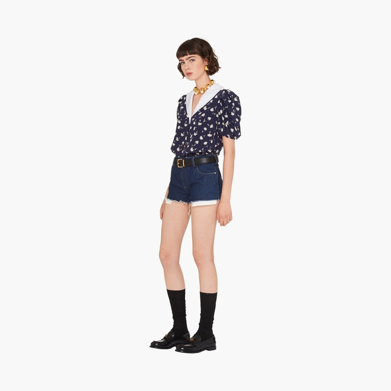 Miu Miu Short-sleeved crepe de chine blouse outlook